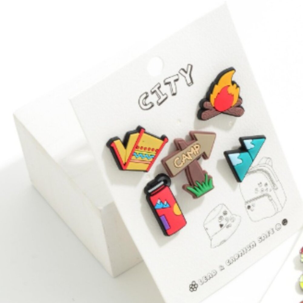 Camping Theme Decorative Pins Set with Rubber Coating - Set of 5